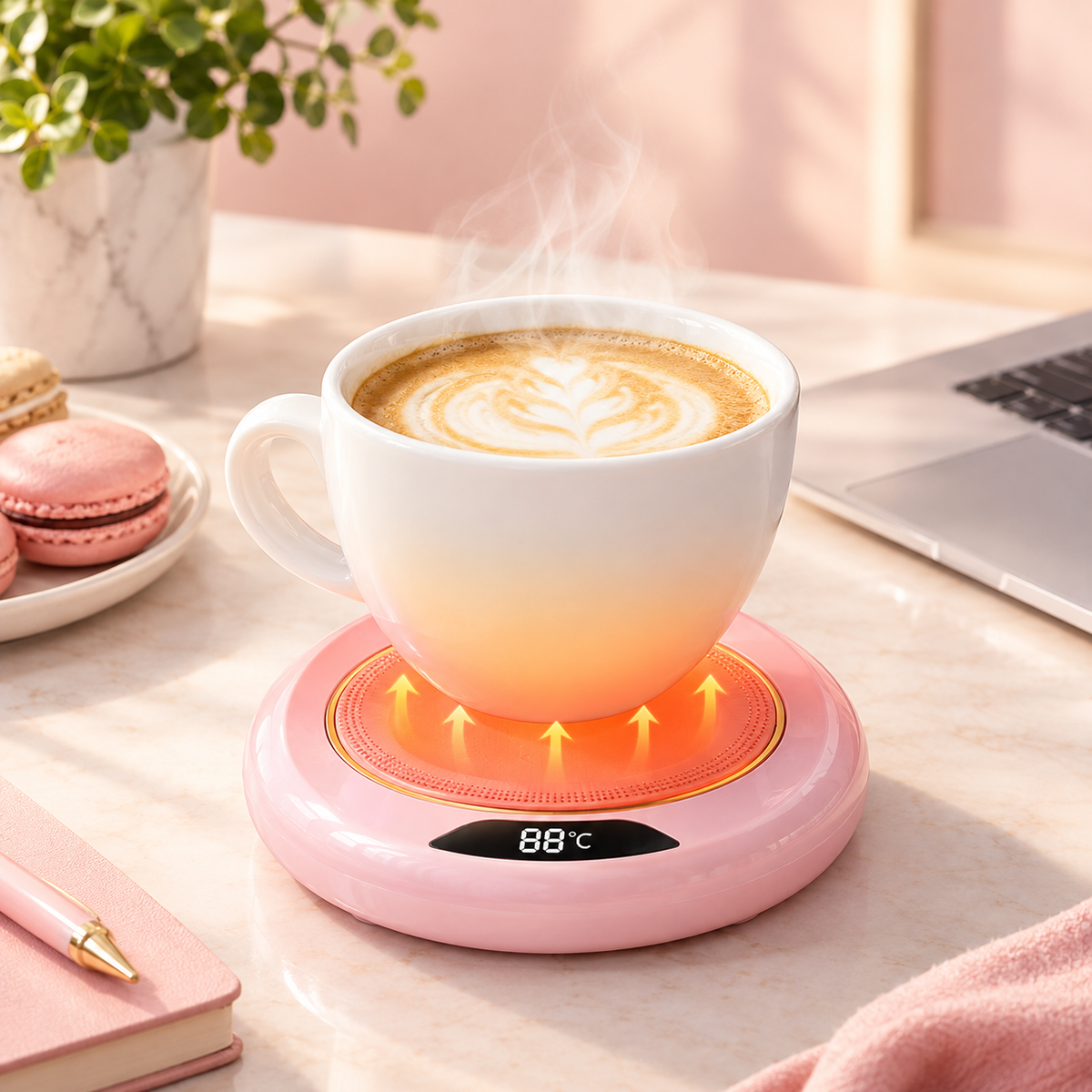Electric Desk Mug Warmer with Auto Shutoff — Smart USB Coffee & Tea Cup Warmer for Home and Office