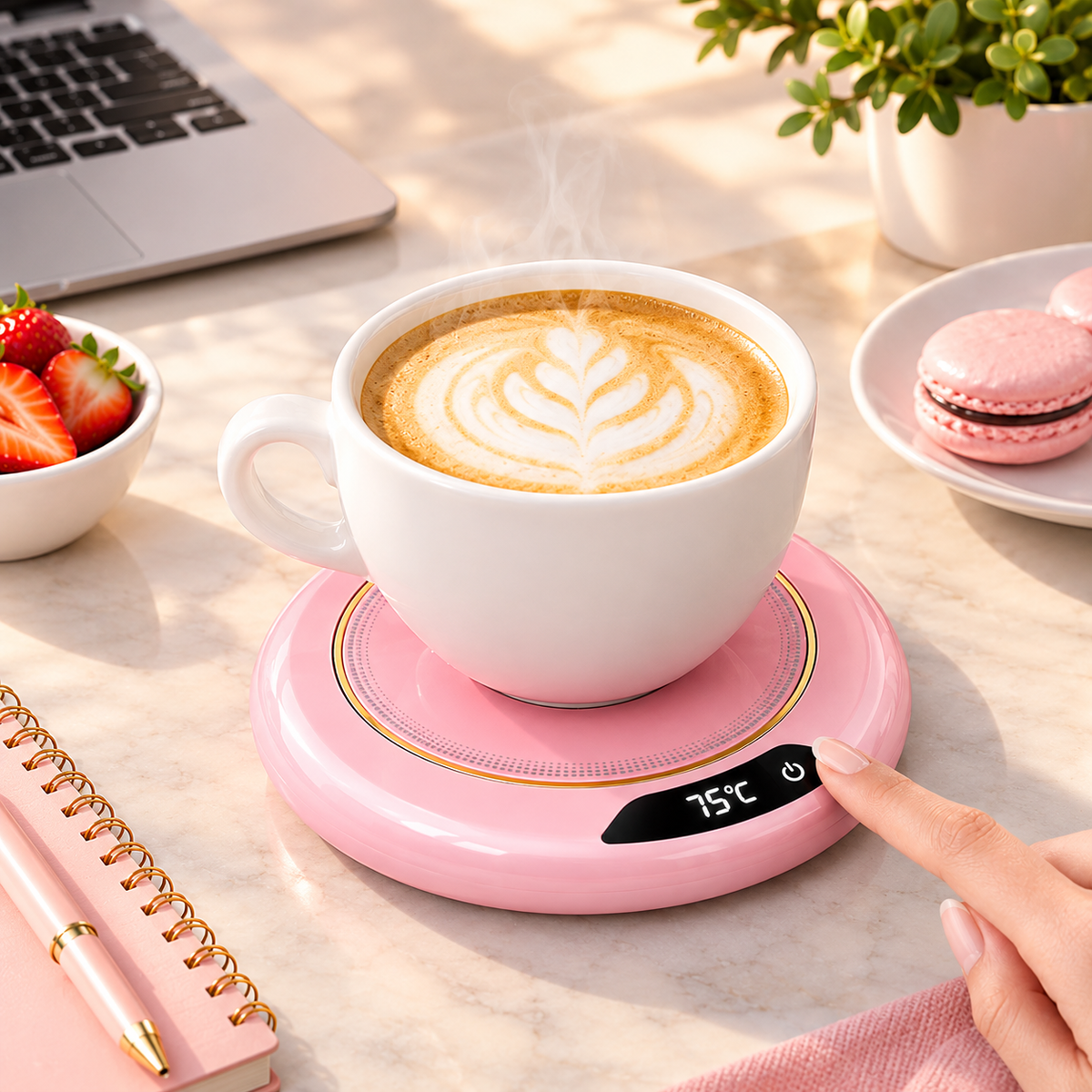 Electric Desk Mug Warmer with Auto Shutoff — Smart USB Coffee & Tea Cup Warmer for Home and Office